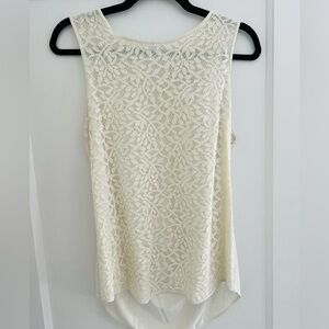 Ann Taylor LOFT Cream Lace Sleeveless Blouse